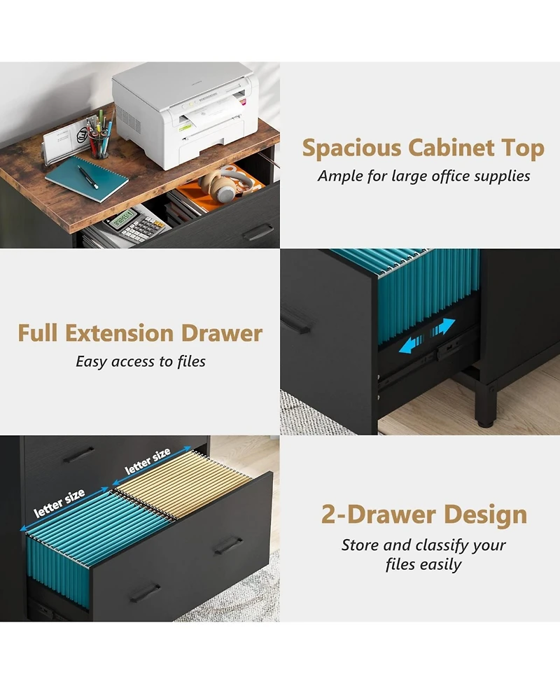 Tribesigns 2-Drawer File Cabinet, Wood Lateral Filing Cabinet, Home Office File Cabinet for A4, Letter Size