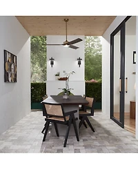 60" Montage Modern Outdoor Ceiling Fan with Dimmable Led Light Remote Control Warm Brass Brown Wood Blades Damp Rated for Patio Exterior House Home Po