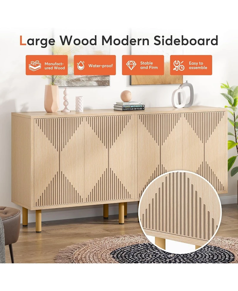 Tribesigns Sideboard Storage Cabinet, Wooden Buffet Cabinet, Sideboard Buffet Cabinet, Floor Cabinet with Doors, Accent Cabinet
