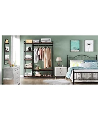 Tribesigns Free-standing Closet Organizer, Heavy Duty Clothes Closet, Portable Garment Rack with 6 Shelves and Hanging rod