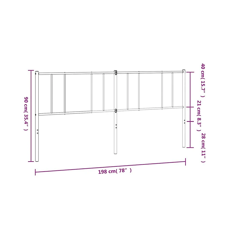 vidaXL Metal Headboard White 76"