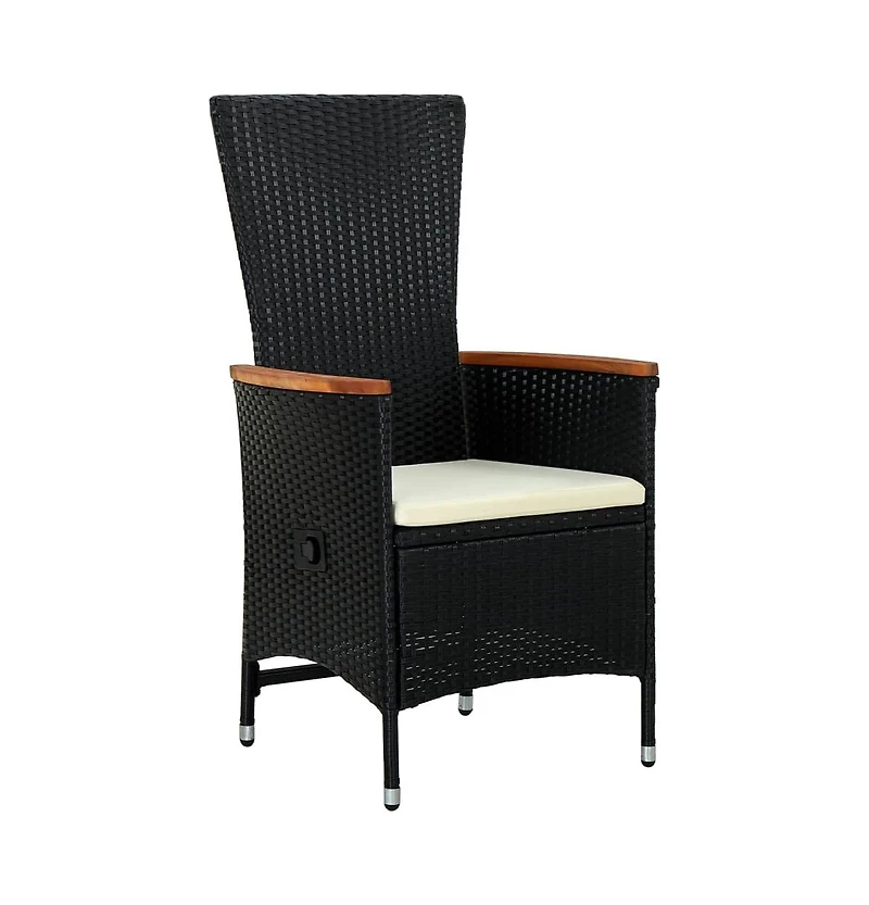Patio Chairs 2 pcs with Cushions Poly Rattan Black