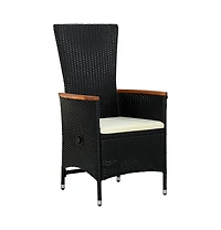 Patio Chairs 2 pcs with Cushions Poly Rattan Black