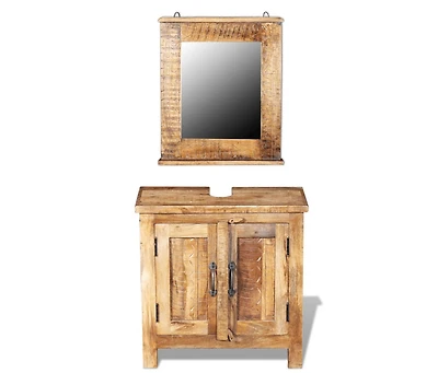 Bathroom Vanity Cabinet with Mirror Solid Mango Wood