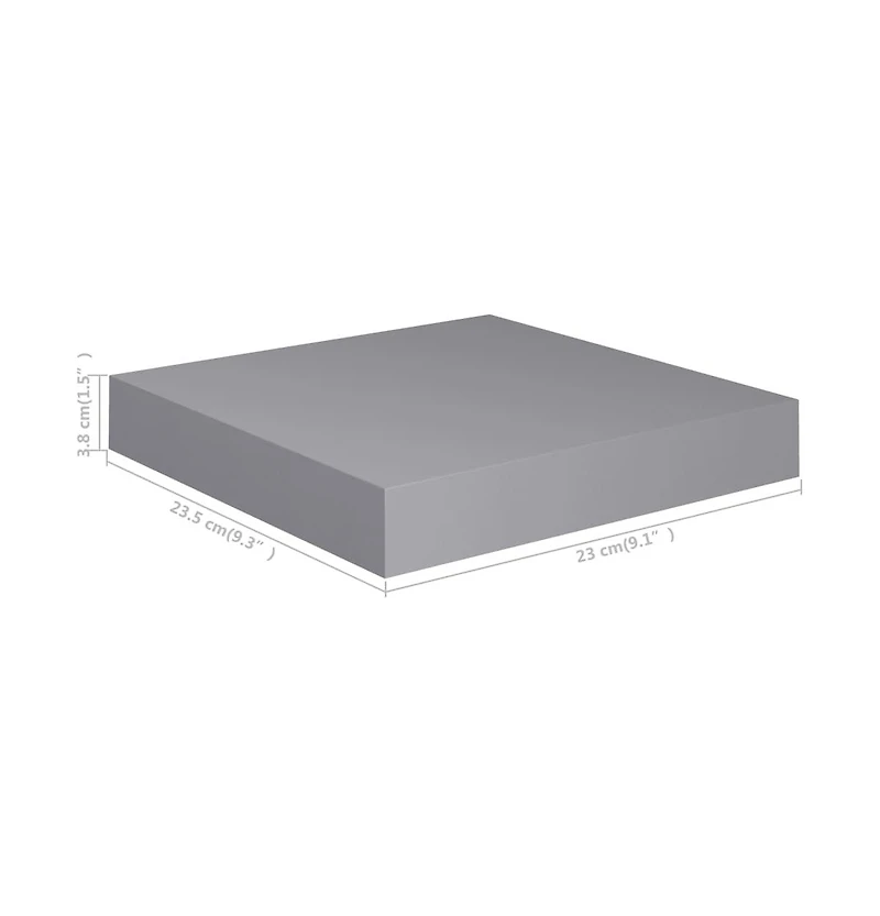 Floating Wall Shelves 4 pcs Gray 9.1"x9.3"x1.5" Mdf