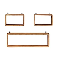 vidaXL 3 Piece Wall Cube Shelf Set Solid Acacia Wood