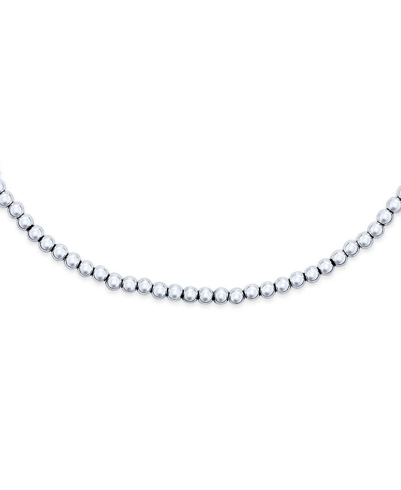 Bling Jewelry Simple Sterling Silver Small 6MM Round Bead Station Ball Necklace Shinny 18 Inch