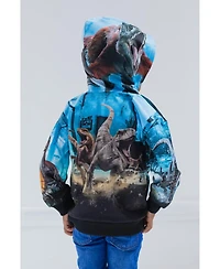 Jurassic World Boys Jurassic Park Blue T-Rex Fleece Pullover Hoodie to