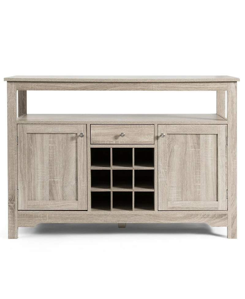 Gymax Buffet Server Sideboard Wine Cabinet Console Table Grey Home