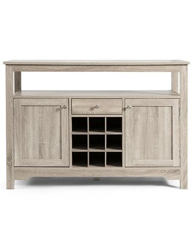 Gymax Buffet Server Sideboard Wine Cabinet Console Table Grey Home