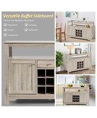 Gymax Buffet Server Sideboard Wine Cabinet Console Table Grey Home