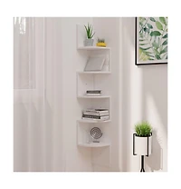 vidaXL Wall Corner Shelf White 7.5"x7.5"x48.4" Engineered Wood