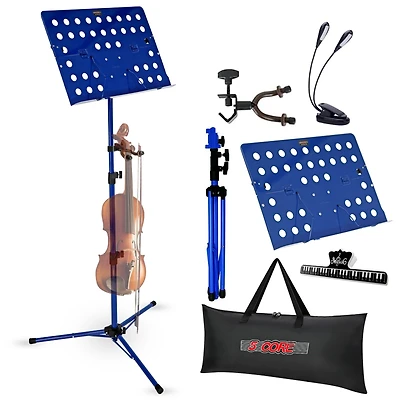 5 Core Music Stand For Sheet Music Height Adjustable Portable Folding Atril Para Partituras w Light Clip for Guitar Players Violinists Cellists Pianis