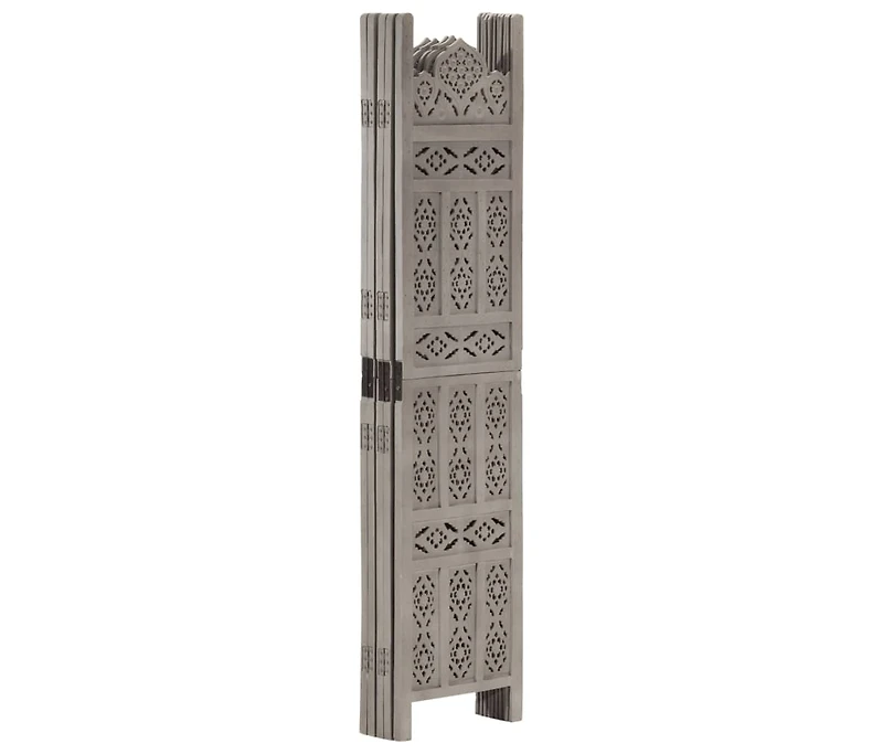 vidaXL Hand carved 5-Panel Room Divider Gray 78.7"x65" Solid Mango Wood