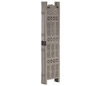 vidaXL Hand carved 5-Panel Room Divider Gray 78.7"x65" Solid Mango Wood