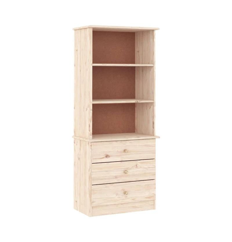 Bookcase with Drawers Alta 23.6"x13.8"x55.9" Solid Wood Pine