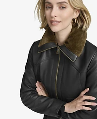 Andrew Marc Black Label Women's Evie Aviator-Style Leather Jacket