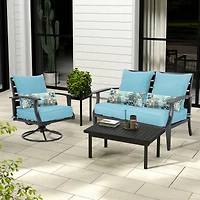 Aoodor 22'' x 24'' Outdoor Deep Seat Chair Cushion Set，Olefin Fabric Slipcover and Sponge Foam (Set of 2 Seats, 2 Backs, 2 Pillows）
