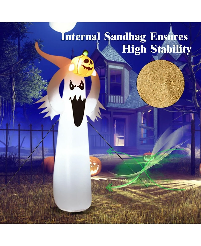 Vebreda 6 Feet Halloween Inflatable Blow Up Ghost with Pumpkin and Led Lights