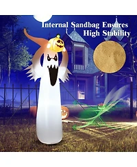 Vebreda 6 Feet Halloween Inflatable Blow Up Ghost with Pumpkin and Led Lights