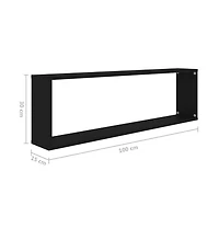 vidaXL Wall Cube Shelves 2 pcs Black 39.4"x5.9"x11.8" Engineered Wood