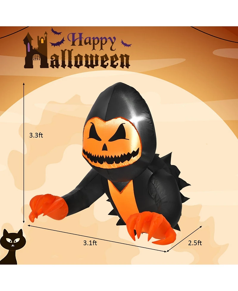 3.3 Feet Halloween Inflatable Pumpkin Head Ghost Broke Out from Window