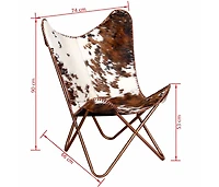 Butterfly Chair Brown and White Real Cowhide Leather