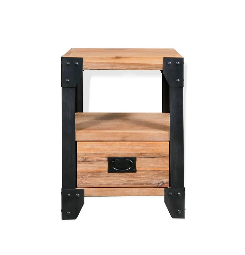 Nightstand Brushed Acacia Wood Solid Acacia Wood