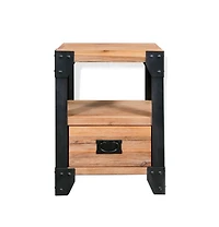 Nightstand Brushed Acacia Wood Solid Acacia Wood