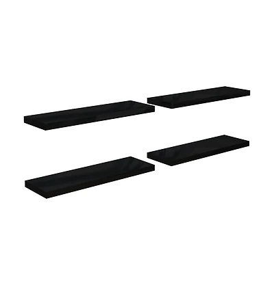 Floating Wall Shelves 4 pcs High Gloss Black 31.5"x9.3"x1.5" Mdf