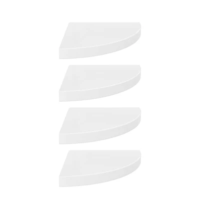 Floating Corner Shelves 4 pcs High Gloss White 13.8"x13.8"x1.5" Mdf
