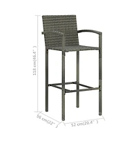 vidaXL Bar Stools 4 pcs Gray Poly Rattan