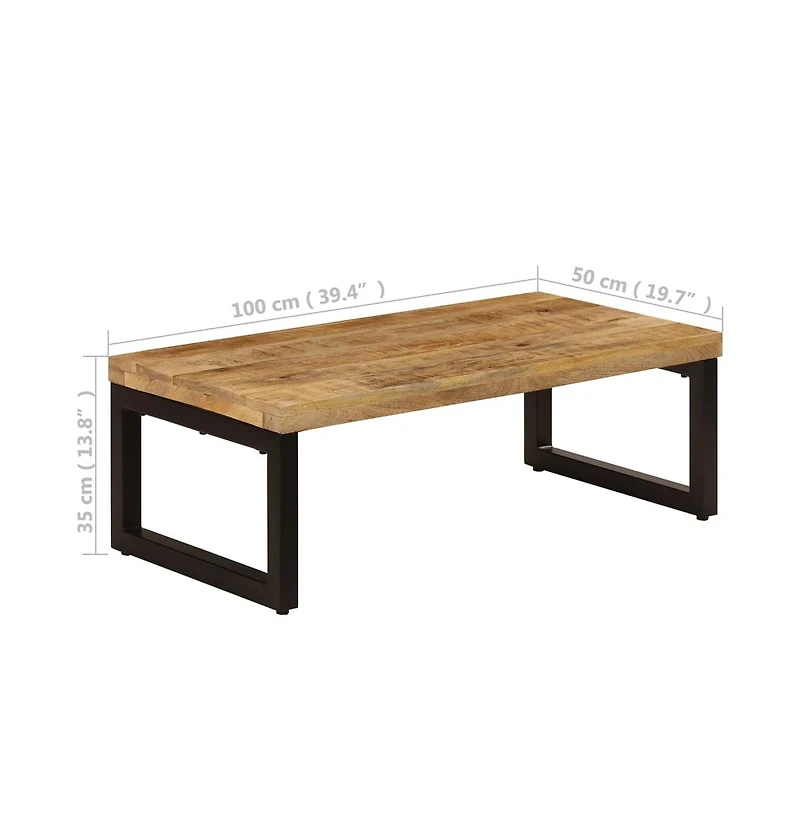 vidaXL Coffee Table 39.4"x19.7"x13.8" Solid Mango Wood and Steel