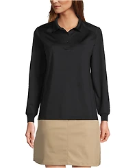 Lands' End School Uniform Women's Long Sleeve Rapid Dry Polo Shirt