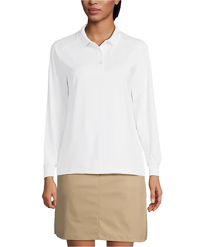 Lands' End School Uniform Women's Long Sleeve Rapid Dry Polo Shirt