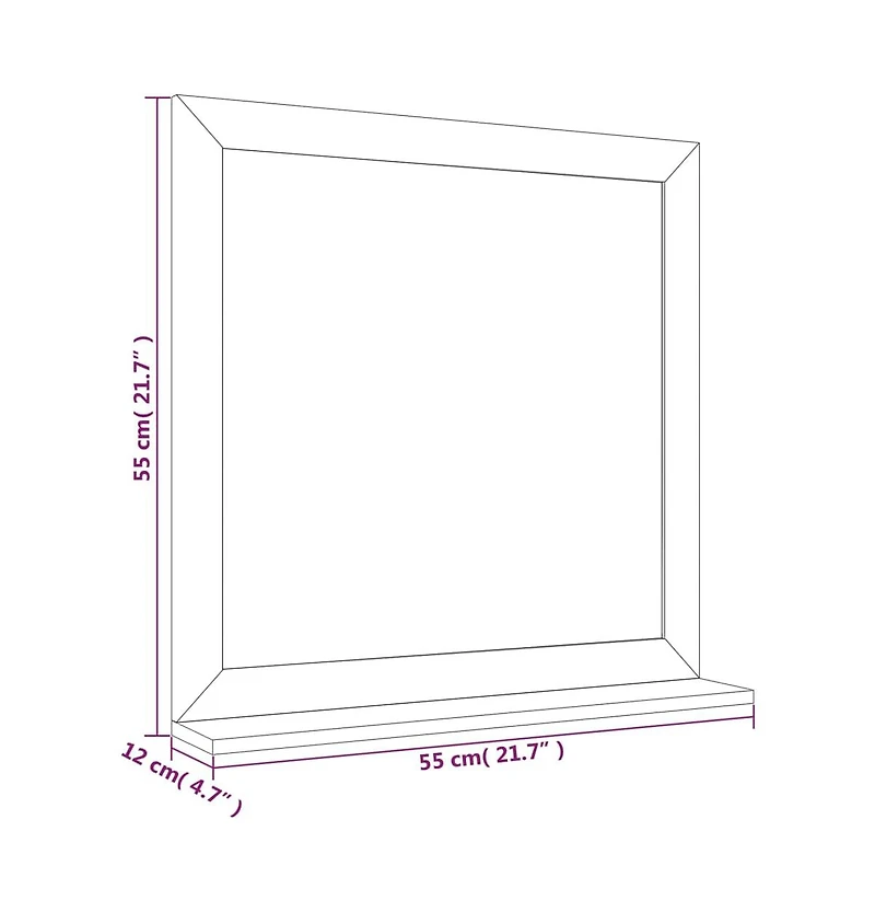 vidaXL Wall Mirror 21.7"x21.7" Solid Wood Walnut