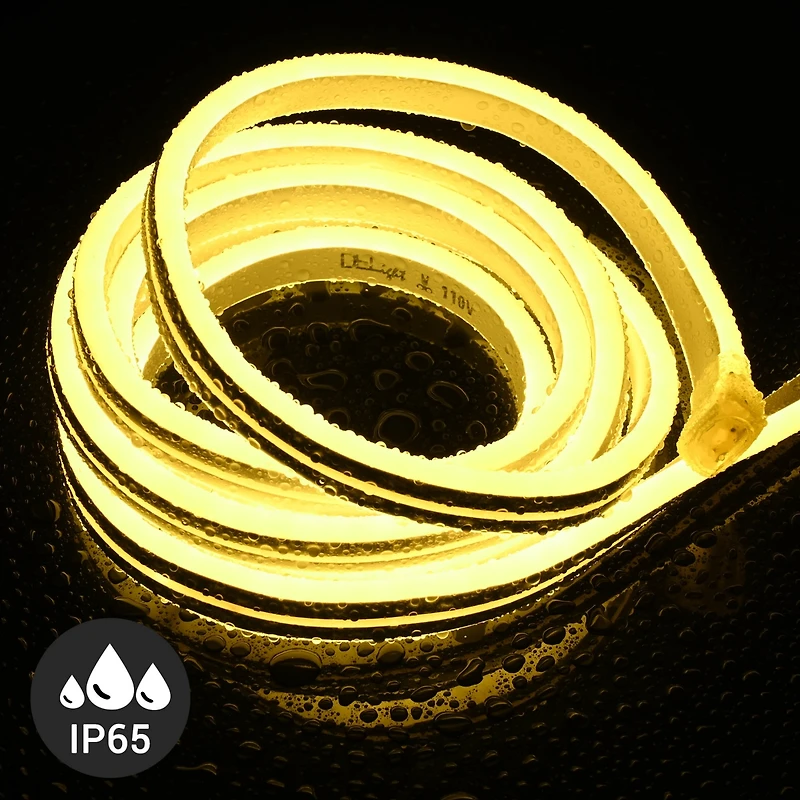 DELight 150FT Led Neon Rope Lights Warm White with Remote Control,IP65 Ac 110V Waterproof Dimmable Cuttable SMD3535 Led Lights Del-D150W