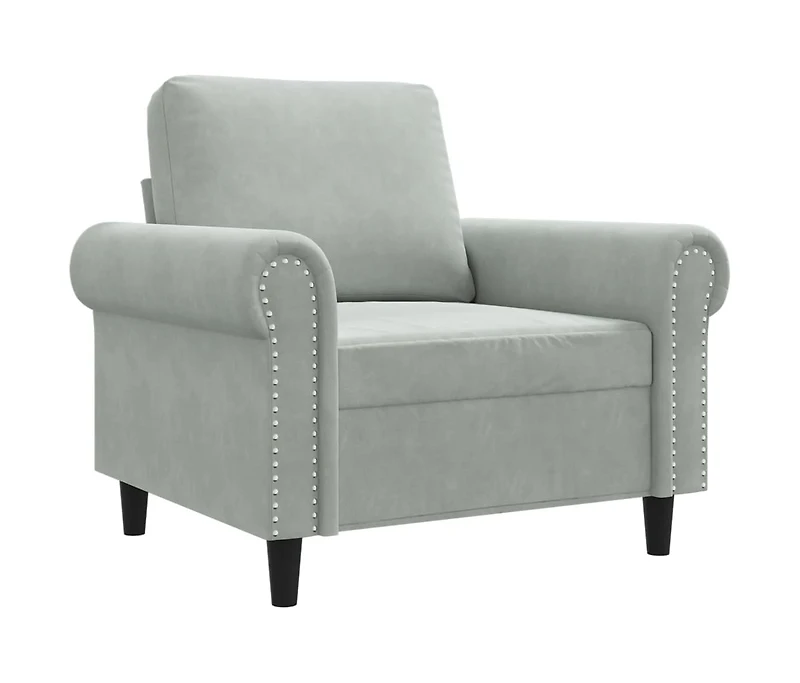 vidaXL Sofa Chair Light Gray 23.6" Velvet