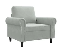vidaXL Sofa Chair Light Gray 23.6" Velvet