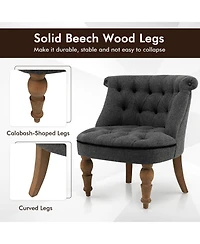 Sugift Set of 2 Upholstered Armless Slipper Chairs with Beech Wood Legs-Gray