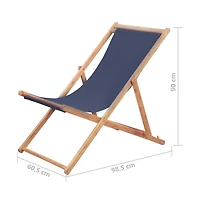 vidaXL Folding Beach Chair Fabric and Wooden Frame Blue