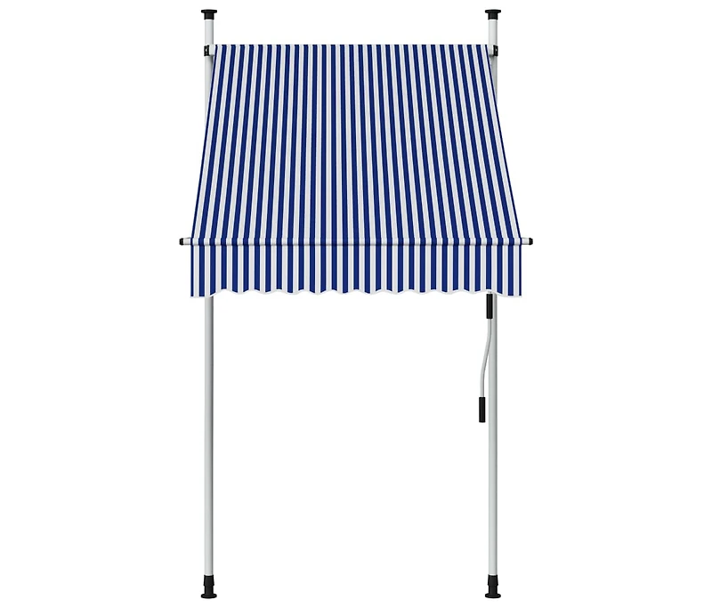 Manual Retractable Awning 39.4" Blue and White Stripes