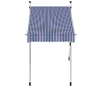 Manual Retractable Awning 39.4" Blue and White Stripes