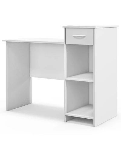 Computer Desk Modern Laptop Pc Desk with Adjustable Shelf and Cable Hole-White
