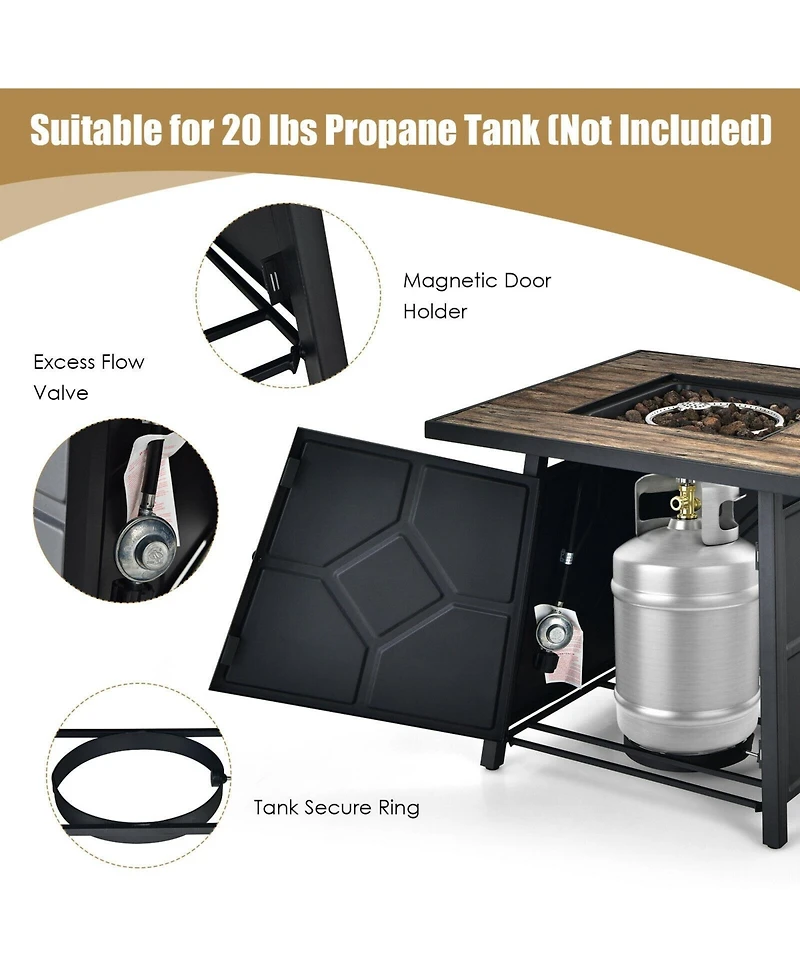 Inolait 40 000 Btu 28 Inches Propane Gas Fire Pit Table With Cover