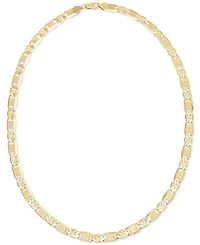 Italian Silver Men's Textured Mixed Mariner Link 22" Chain Necklace 14 Gold-plated Sterling