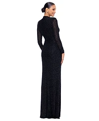 Betsy & Adam Women's Rhinestone Mesh Gown