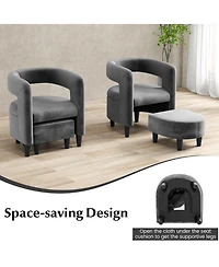 Comfy Accent Armchair with Footrest-Gray