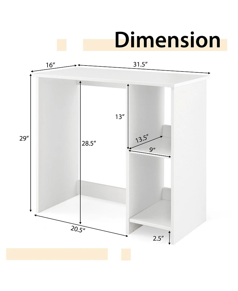 Skonyon 31.5 Inch Modern Home Office Desk with 2 Compartments-White