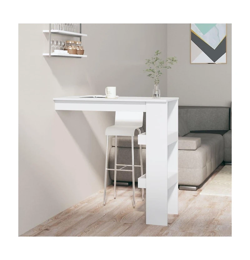 vidaXL Wall Bar Table White 40.2"x17.7"x40.7" Engineered Wood